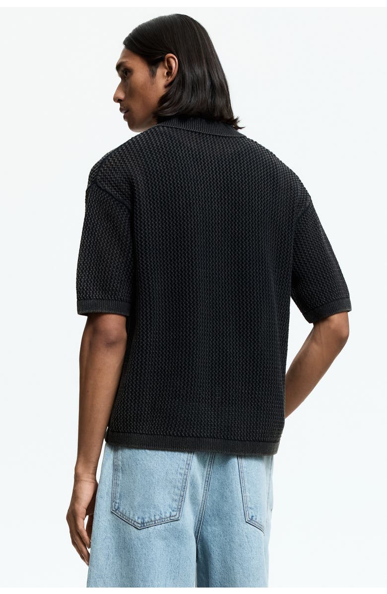 H&M Relaxed Fit  Hole-knit Shirt, Alternate, color, Black