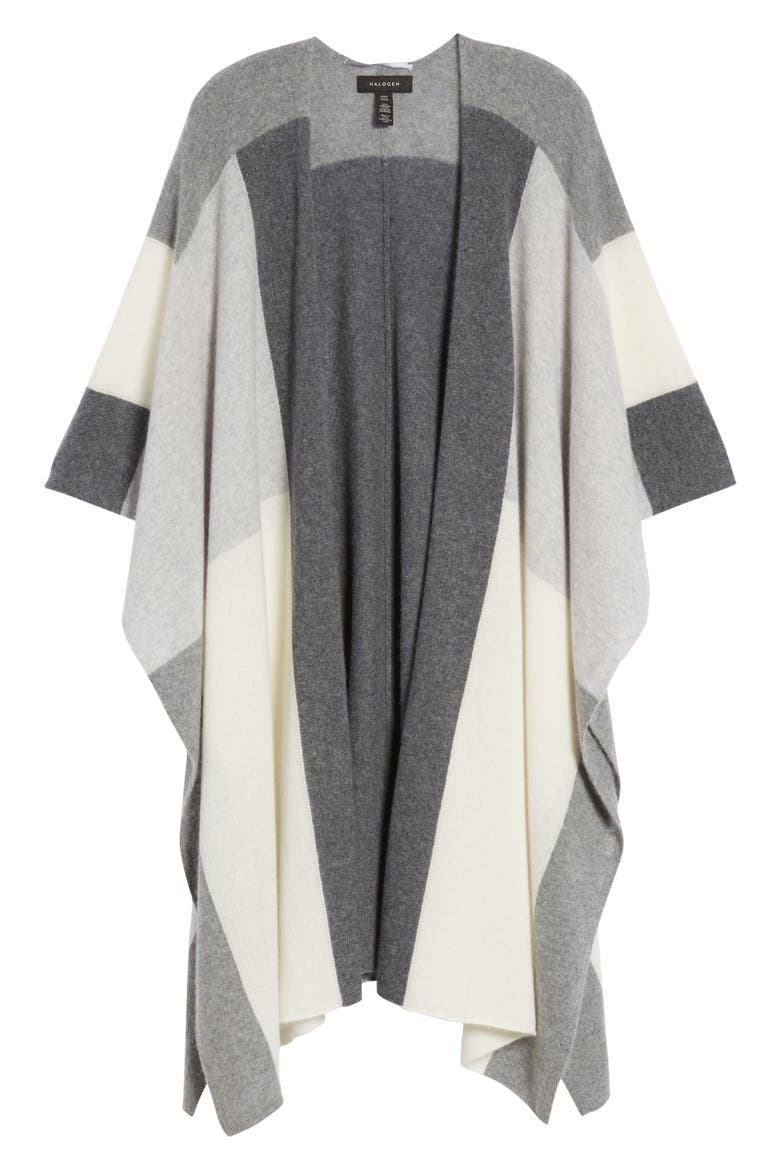 Colorblock Cashmere Ruana, Alternate, color, GREY MEDIUM HEATHER COMBO