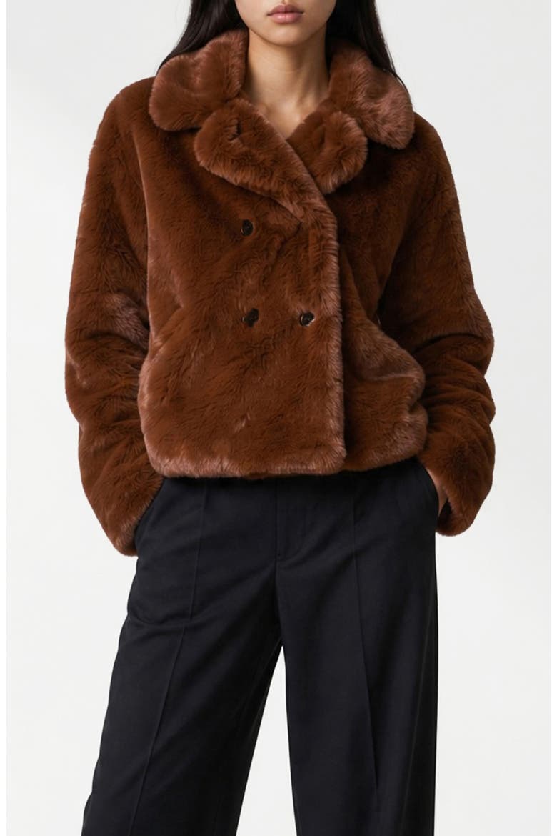 Push Faux Fur Coat, Alternate, color, RUSET