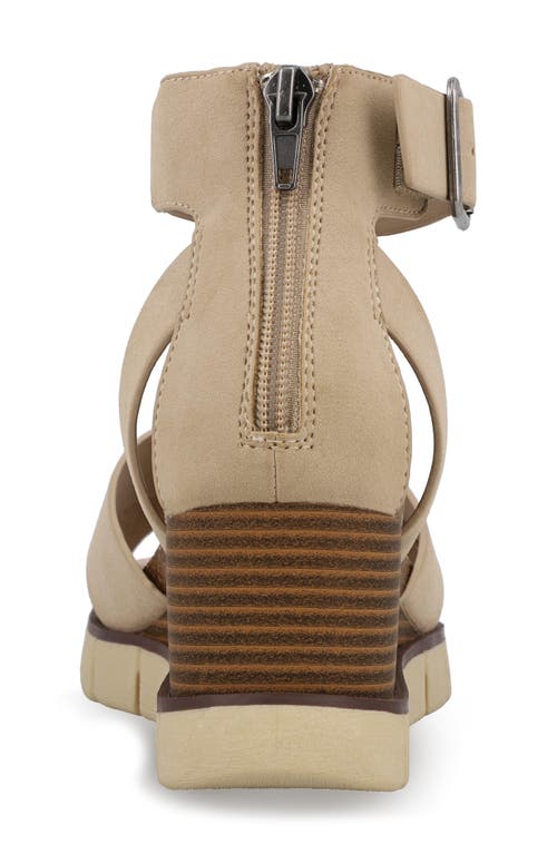 Mia Lalida Ankle Strap Wedge Sandal In Sand