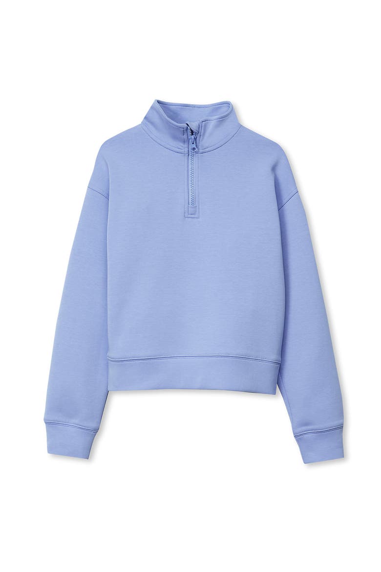 Girls Long Sleeve Double Knit Quarter Zip, Alternate, color, Pale Iris Purple