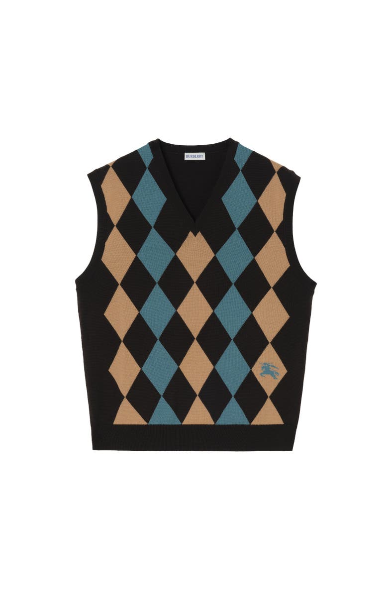 Burberry Argyle Wool Sweater Vest, Alternate, color, Charred Brown