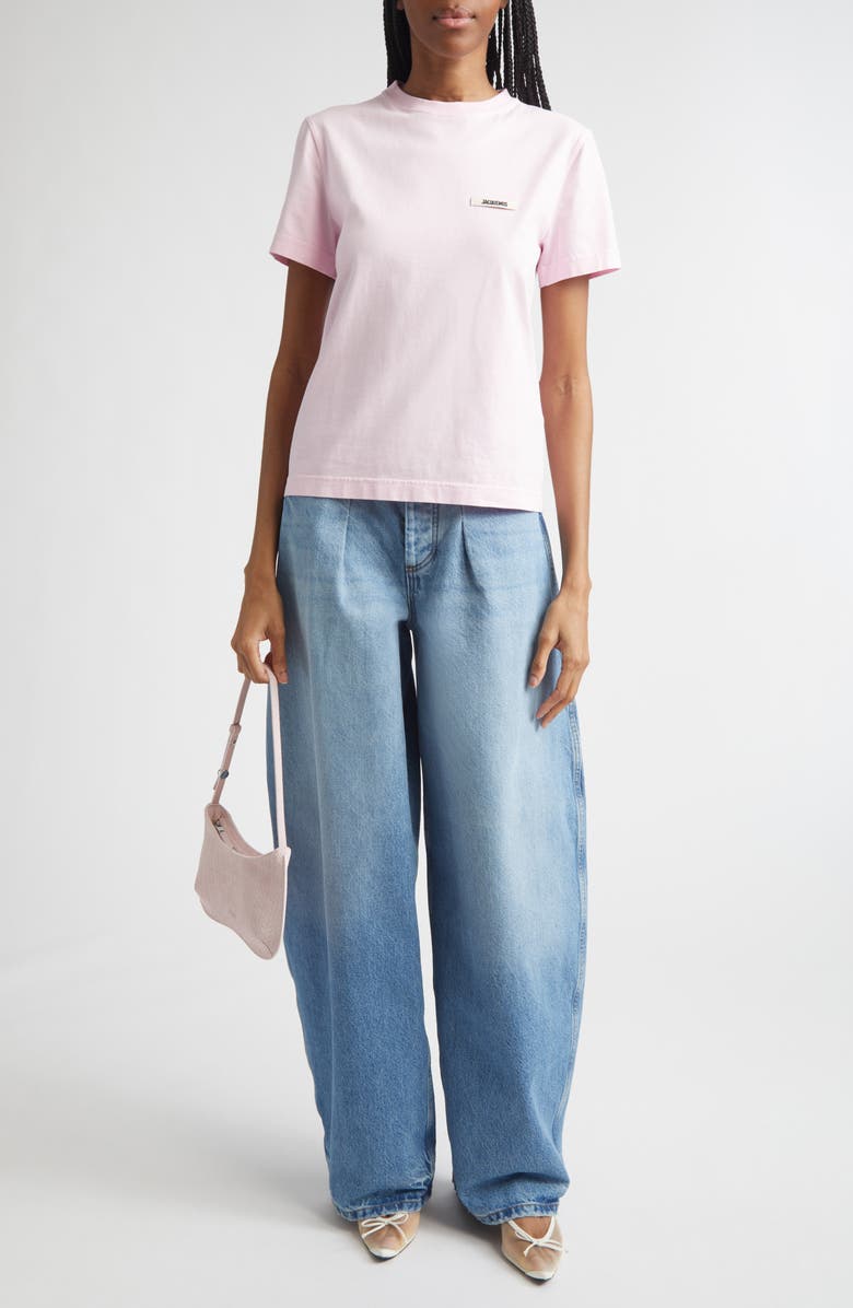 Jacquemus Le de-Nîmes Ovalo Wide Leg Jeans, Alternate, color, Blue/ Tabac