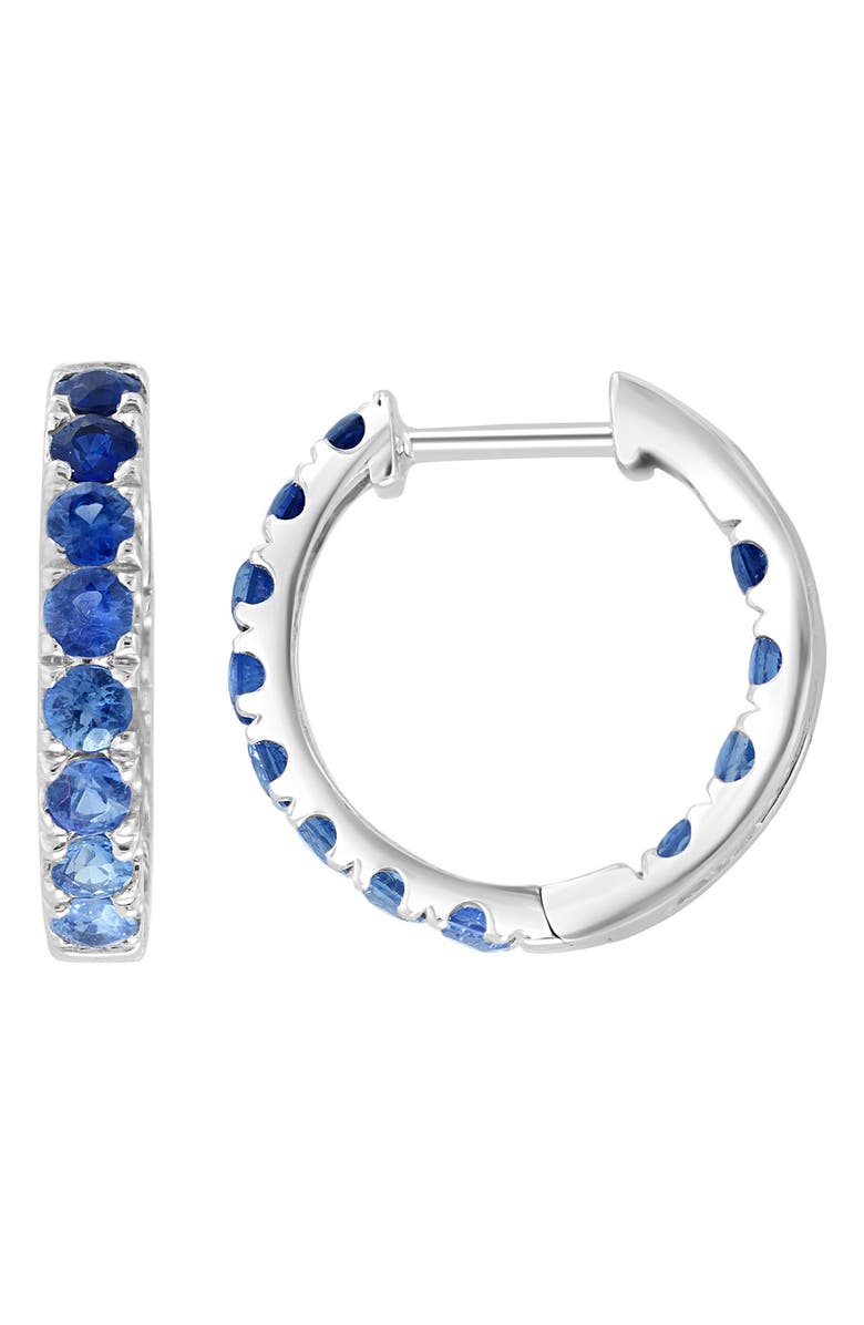 EFFY 14K Gold Natural Sapphire Hoop Earrings, Alternate, color, Blue
