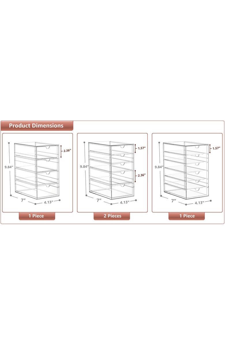 SORBUS 20-Drawer Acrylic Organizer, Alternate, color, Clear