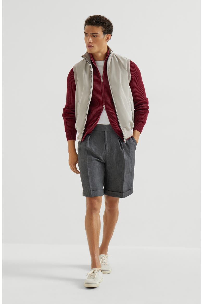 Délavé linen Bermuda shorts, Alternate, color, Anthracite