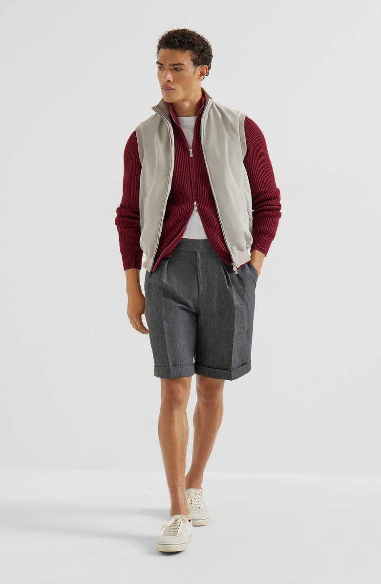 Brunello Cucinelli Délavé linen Bermuda shorts, Alternate, color, Anthracite