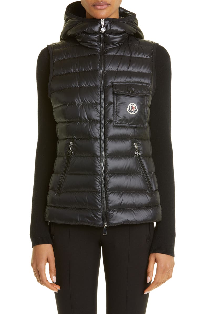 Moncler Glygos Quilted Nylon Hooded Down Vest, Main, color,