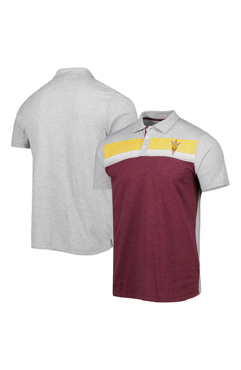 COLOSSEUM Men's Colosseum Maroon/Heather Gray Arizona State Sun Devils Caddie Lightweight Polo, Main, color, 