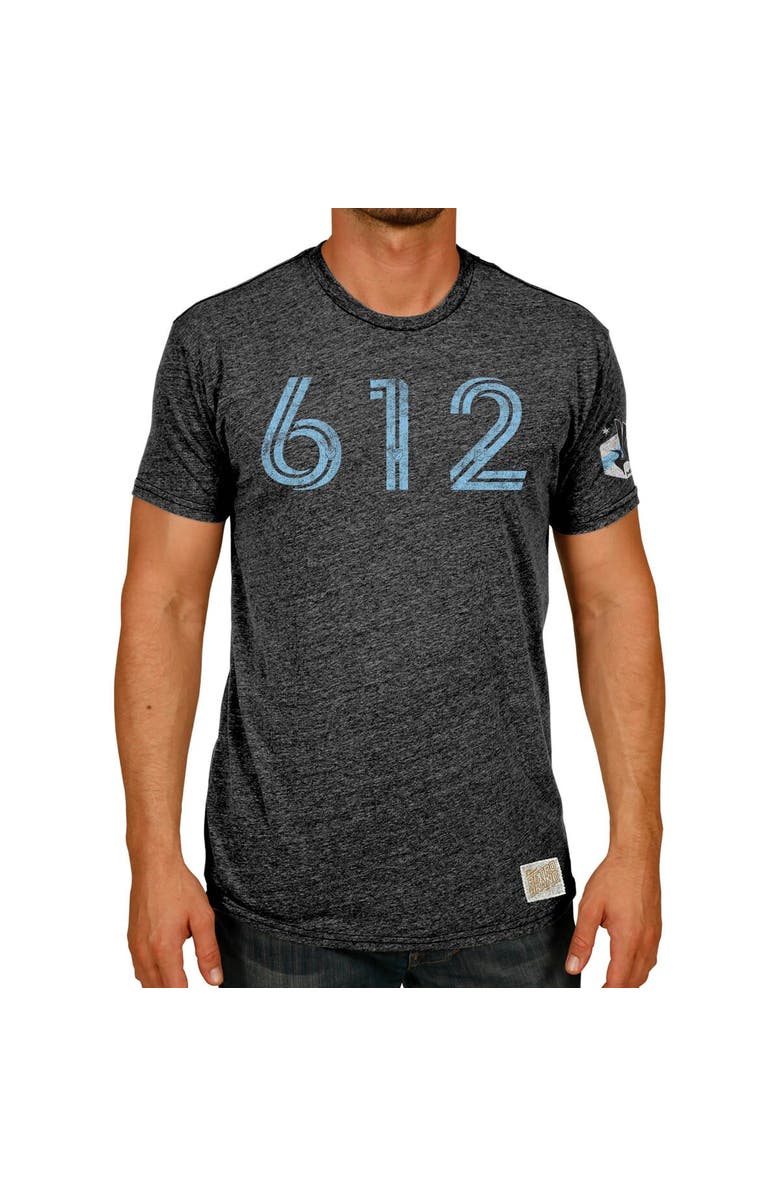 Retro Brand Men's Original Retro Brand Heathered Black Minnesota United FC Area Code Tri-Blend T-Shirt, Alternate, color, 