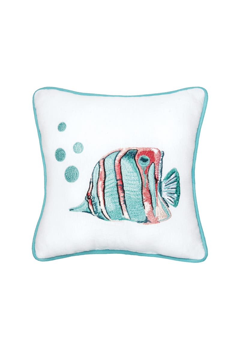 Swimming Fish Small/Petite Accent Pillow, 10" x 10", Main, color, Blue