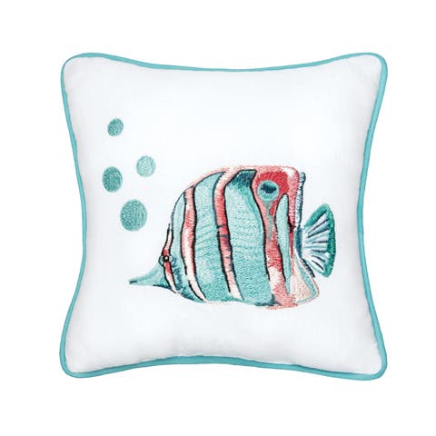 Swimming Fish Small/Petite Accent Pillow, 10" x 10"