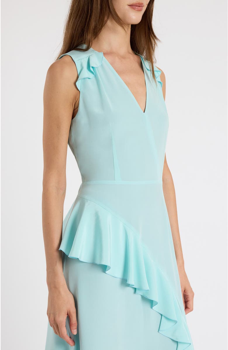 Santorelli Cona Silk Midi Dress with Ruffle Panel, Alternate, color, Sky Blue