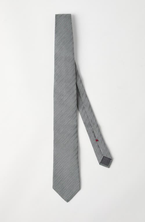 Brunello Cucinelli Herringbone Necktie In Gray