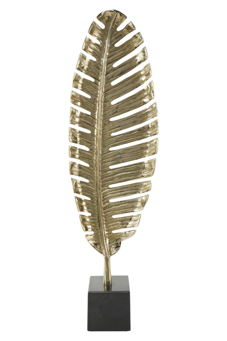 Glam Leaf Sculpture, Main, color, GOLD