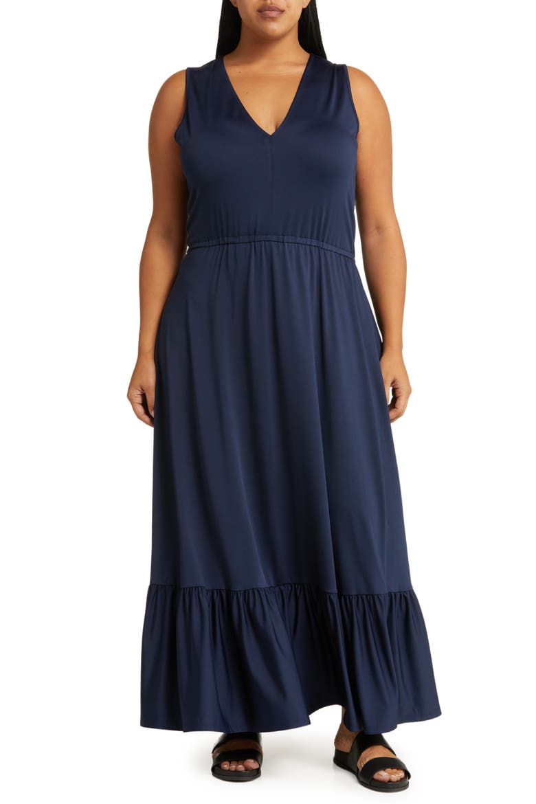 Alba Deep V Maxi Dress, Main, color, PEACOAT