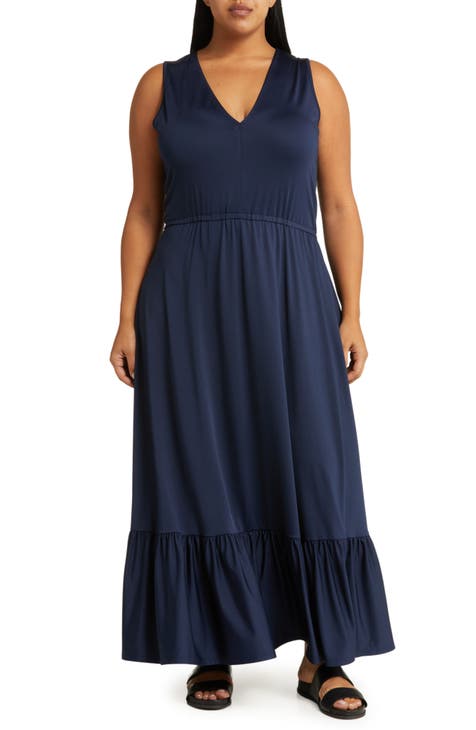 Alba Deep V Maxi Dress (Plus)