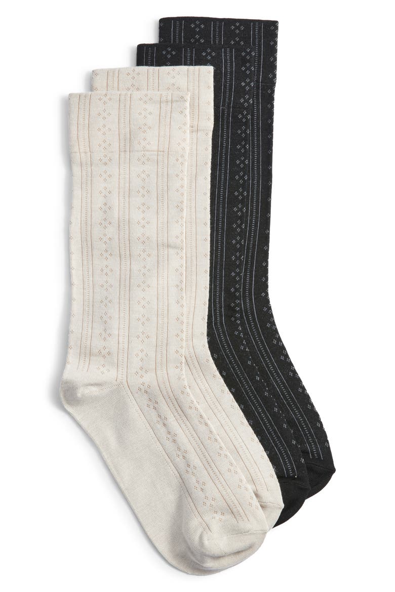 Assorted 2-Pack Pointelle Crew Socks, Main, color, WHITE