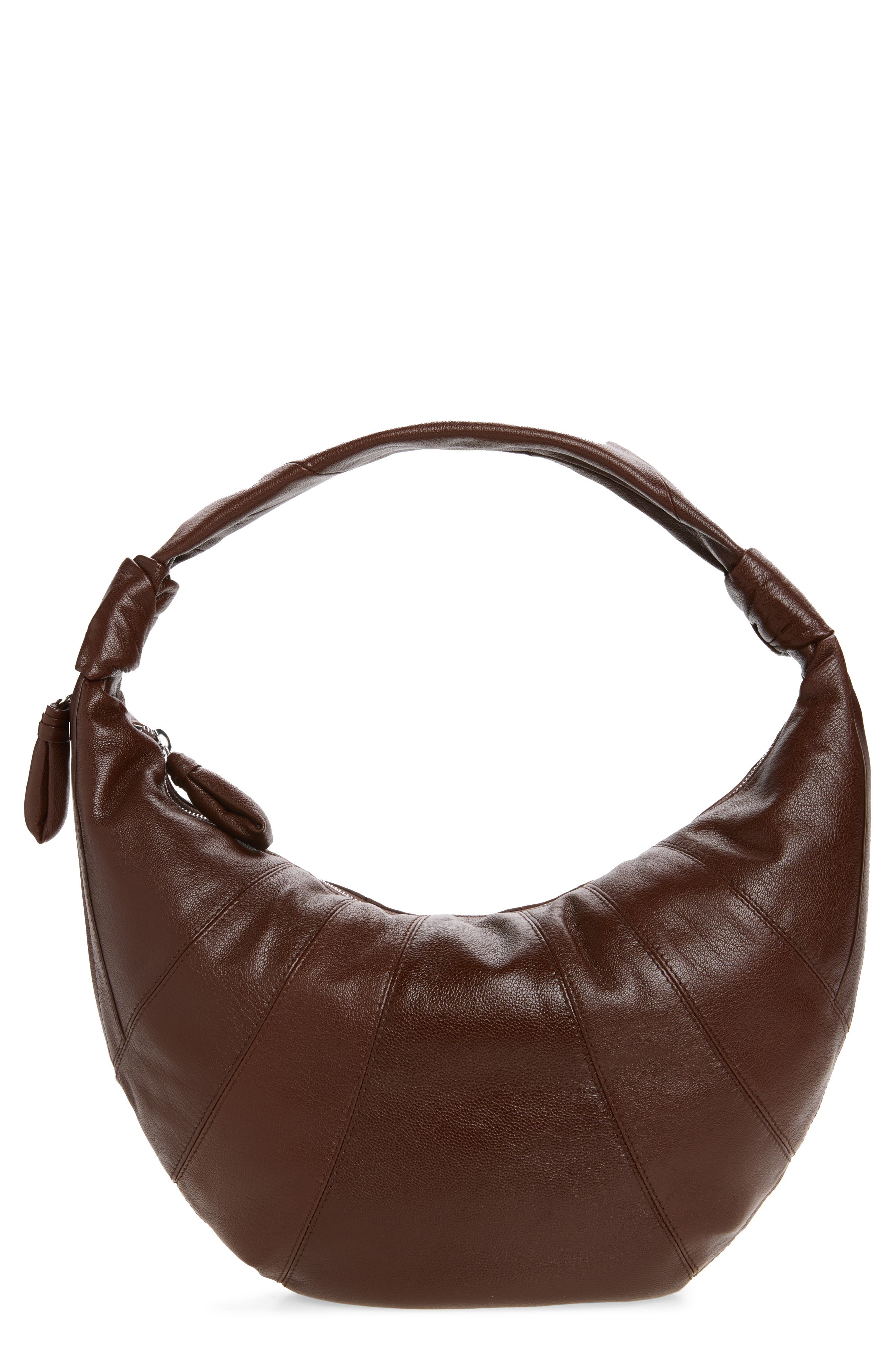Fortune Croissant Leather Shoulder Bag, Main, color, ROASTED PECAN