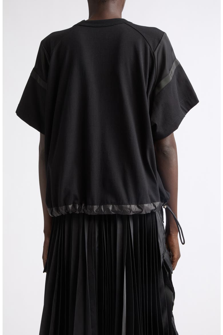 Oversize Satin & Cotton Jersey T-Shirt, Alternate, color, BLACK/ BLACK
