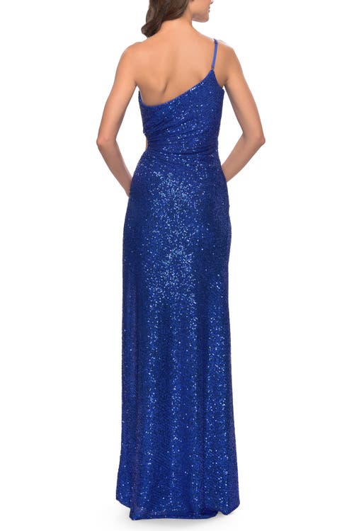 La Femme One Shoulder Sequin Dress With Circle Cut Out