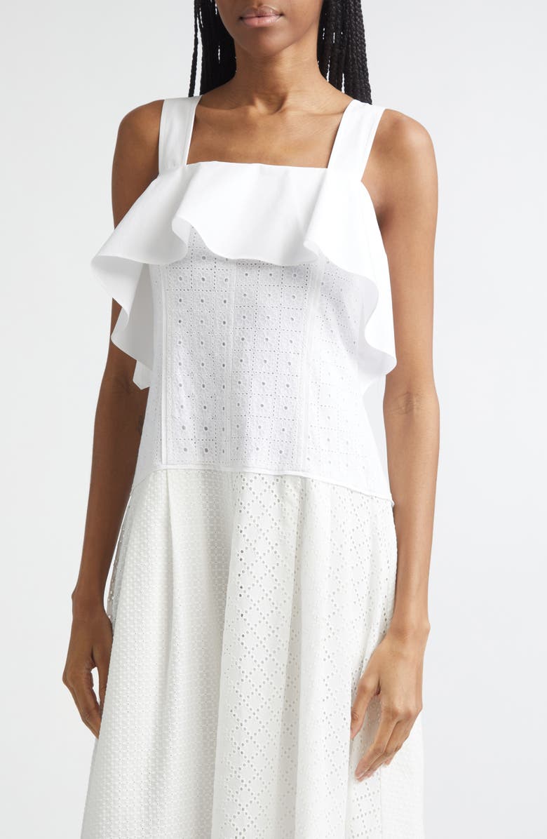 3.1 Phillip Lim Broderie Anglaise Patchwork Sundress, Alternate, color, White