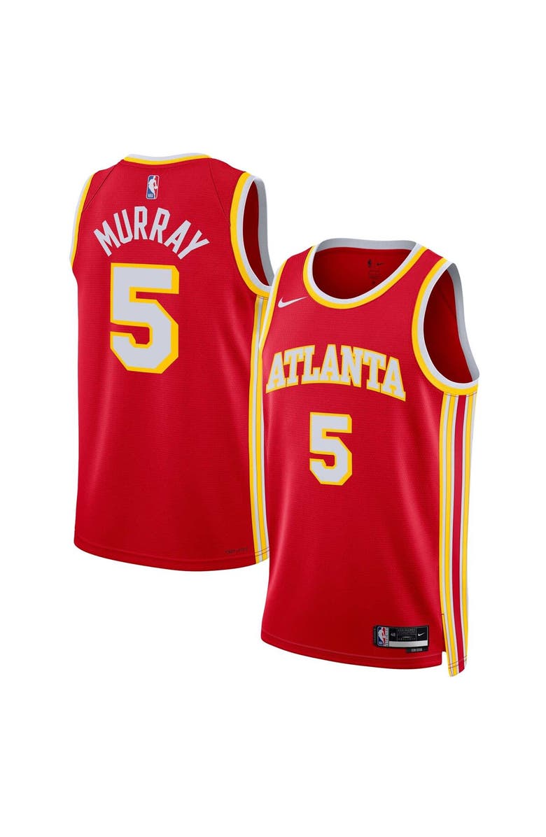 Nike Unisex Nike Dejounte Murray Red Atlanta Hawks Swingman Jersey - Icon Edition, Alternate, color, 