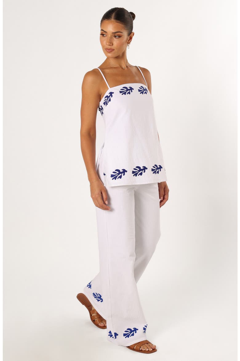 Amalia Linen Drawstring Pants, Alternate, color, WHITE BLUE