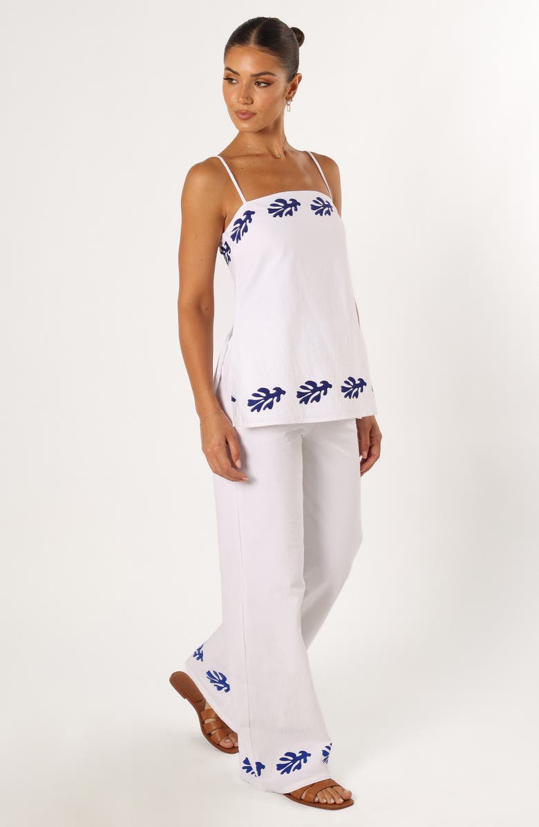 Petal & Pup Amalia Linen Drawstring Pants, Alternate, color, White Blue