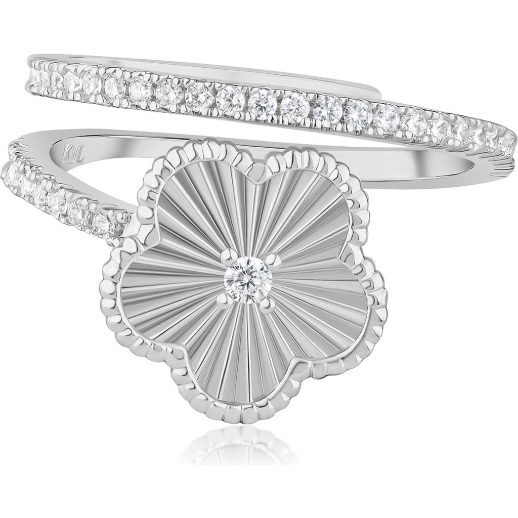 Kenneth Jay Lane Cubic Zirconia Striated Clover Wrap Ring