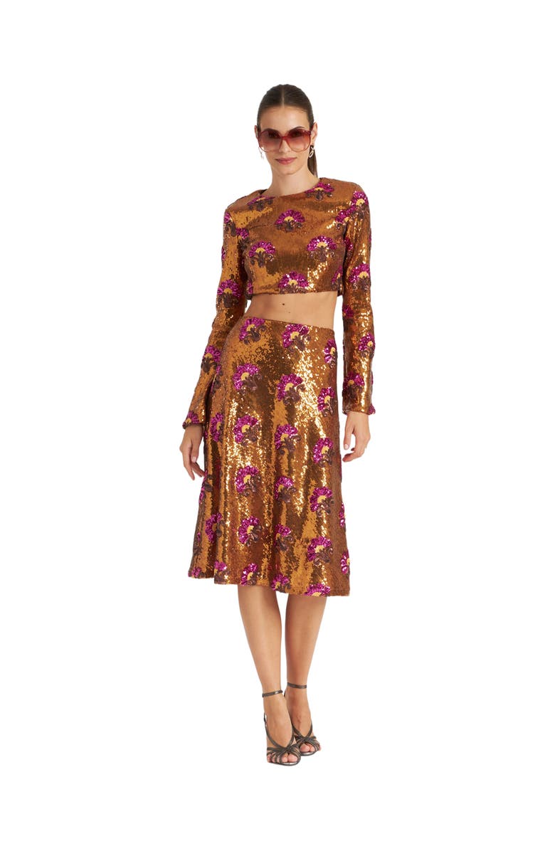 La DoubleJ Holly Crop Top Textured Sequins Rust, Main, color, Textured Sequins Rust