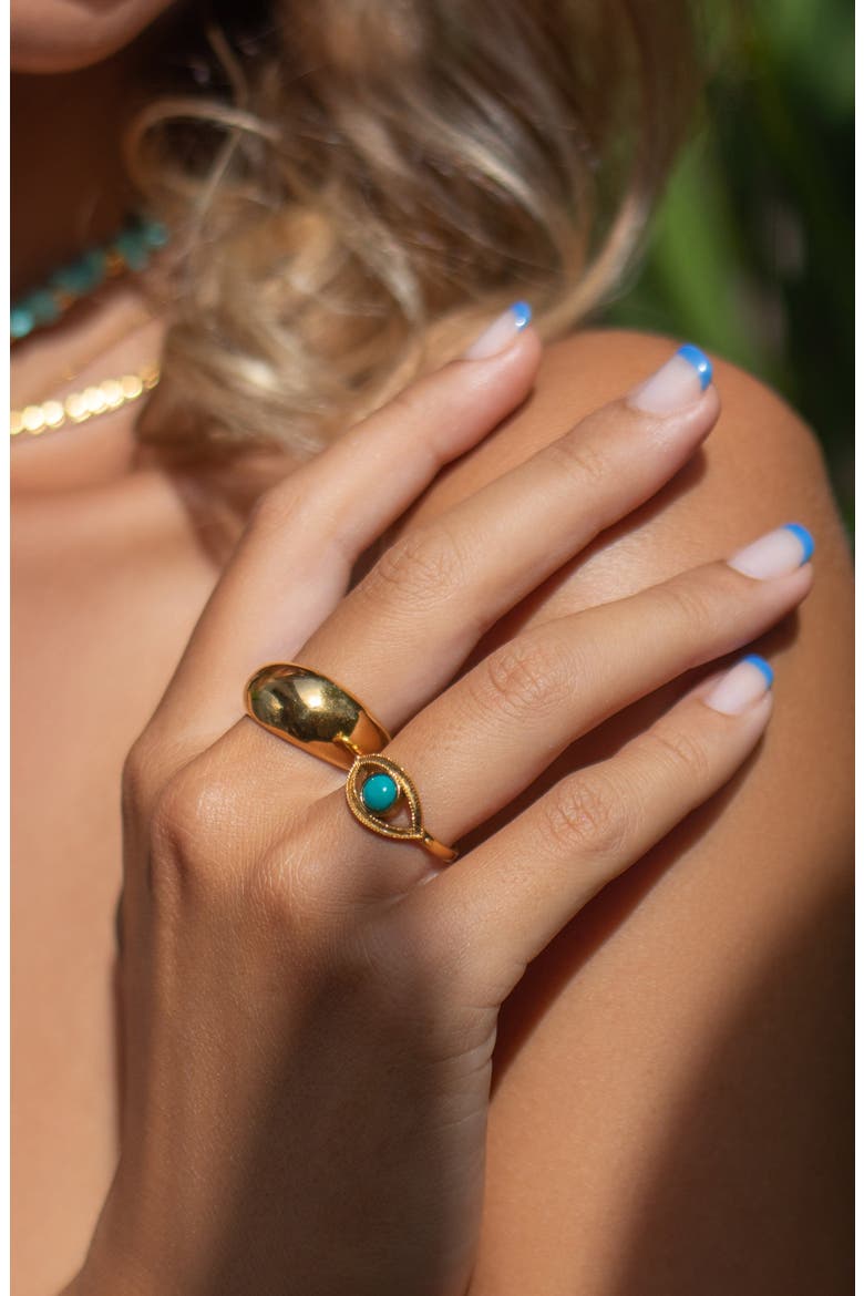 Skyfall Turquoise Evil Eye Ring, Alternate, color, Gold / Turquoise