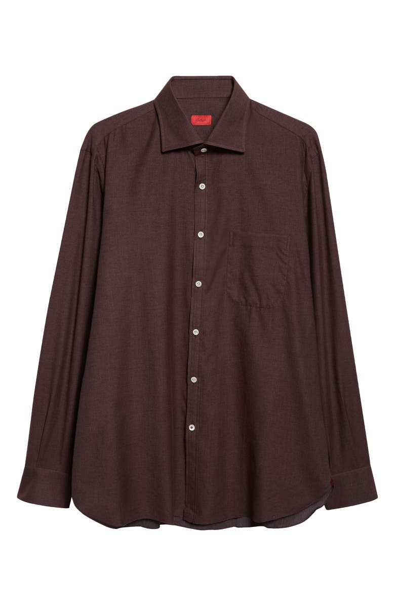 ISAIA Cotton & Cashmere Button-Up Shirt, Main, color, Brown