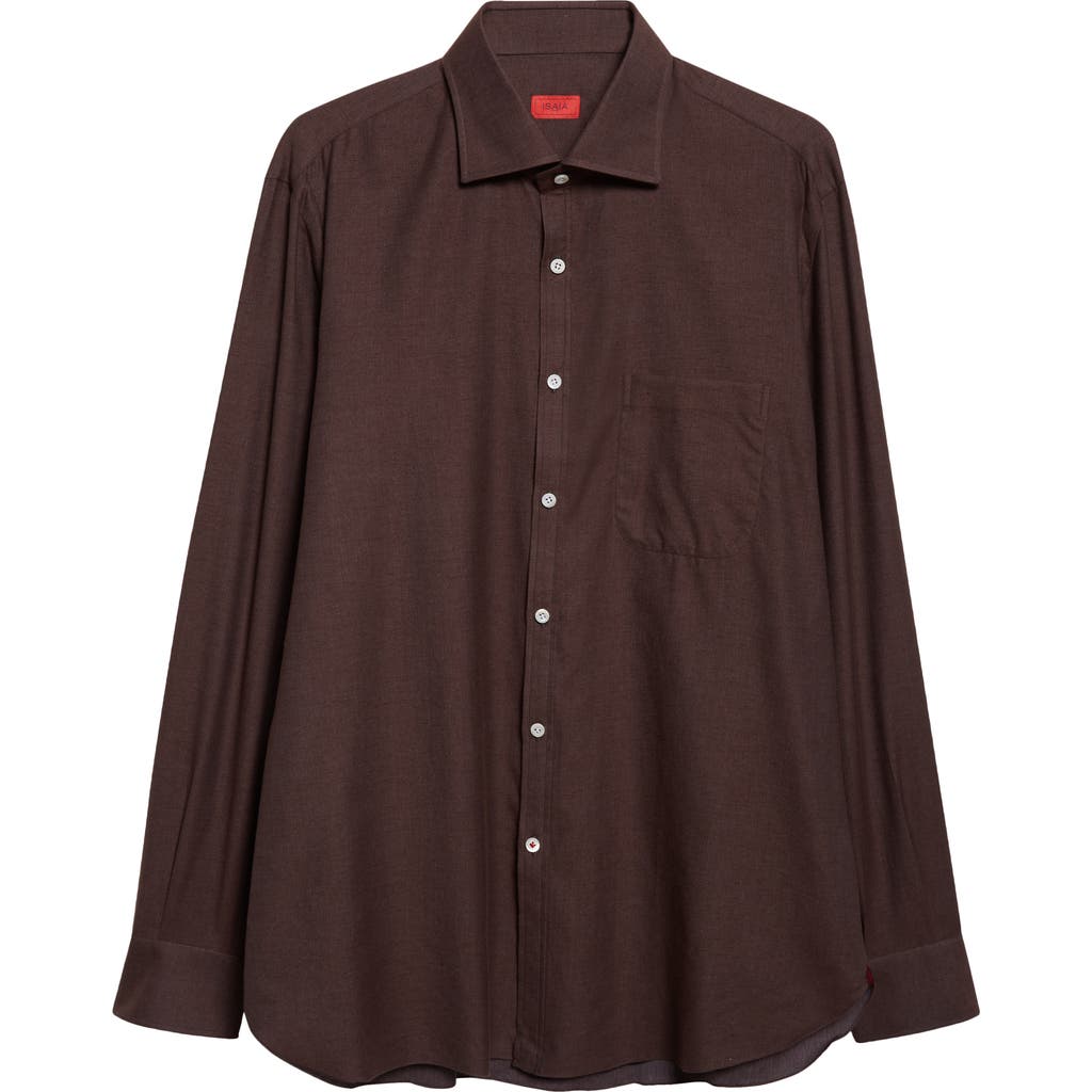 Isaia Cotton & Cashmere Button-up Shirt In Brown