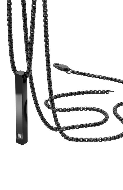 Geoffrey Beene Stainless Steel Vertical Bar Pendant Necklace
