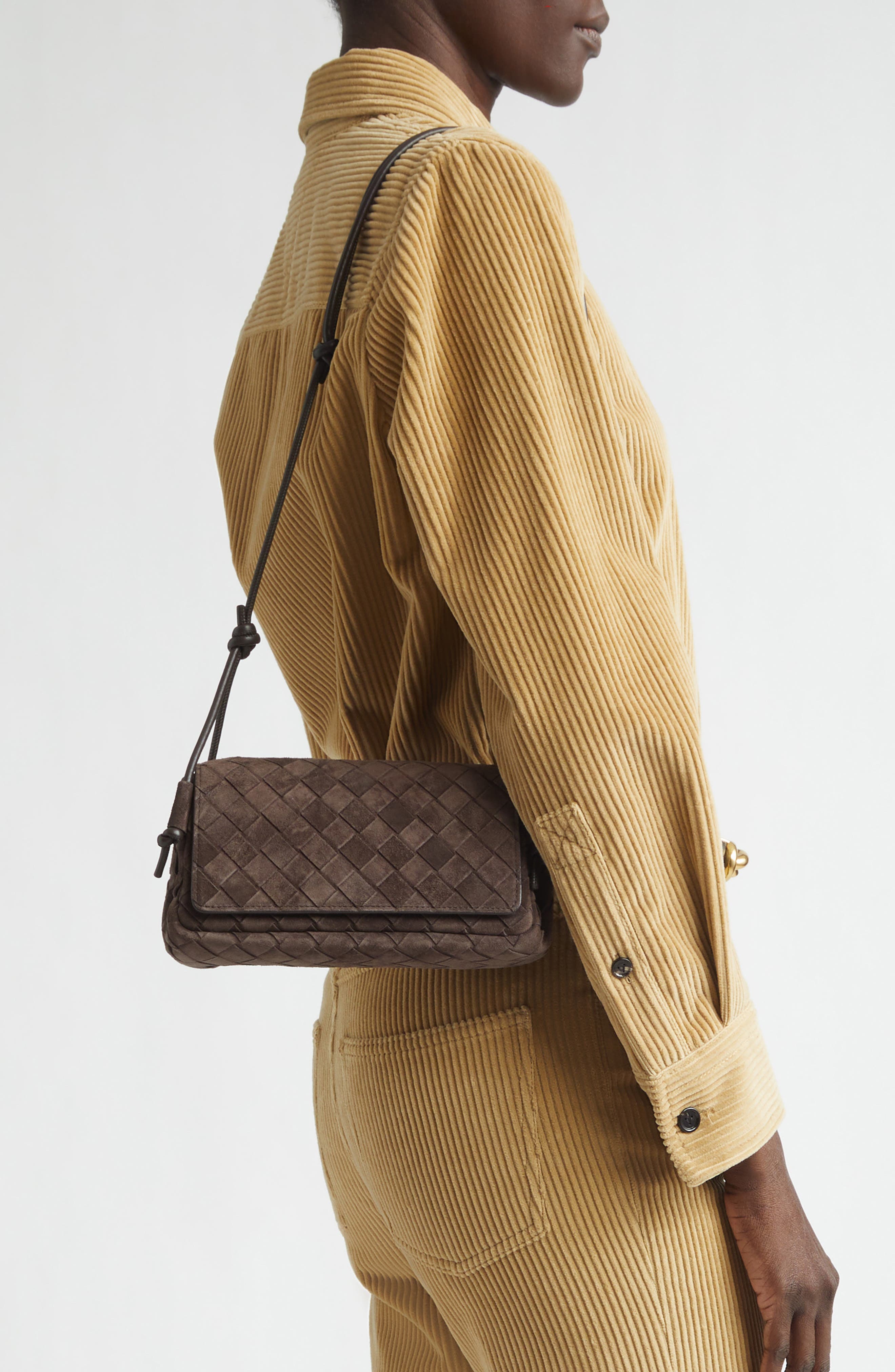 Bottega Veneta Notturno Intrecciato Suede Crossbody, Alternate, color, 