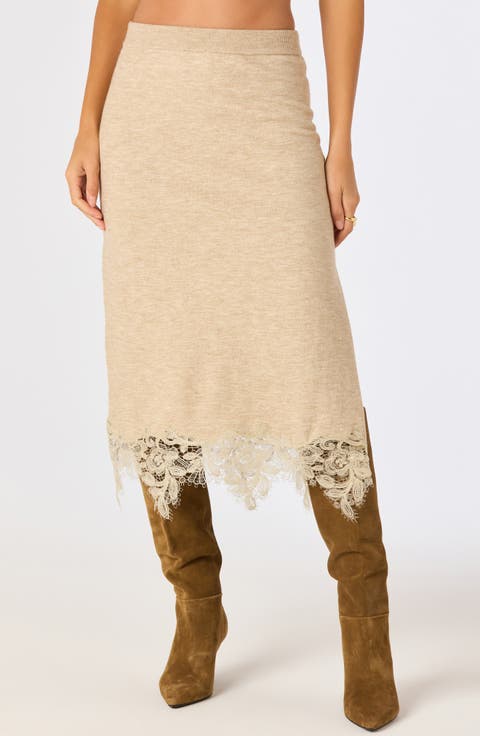 Nadine Lace Hem Midi Skirt