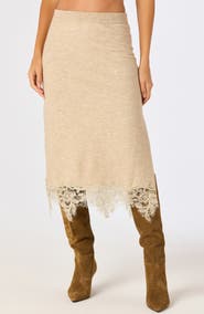 ASTR the Label Nadine Lace Hem Midi Skirt