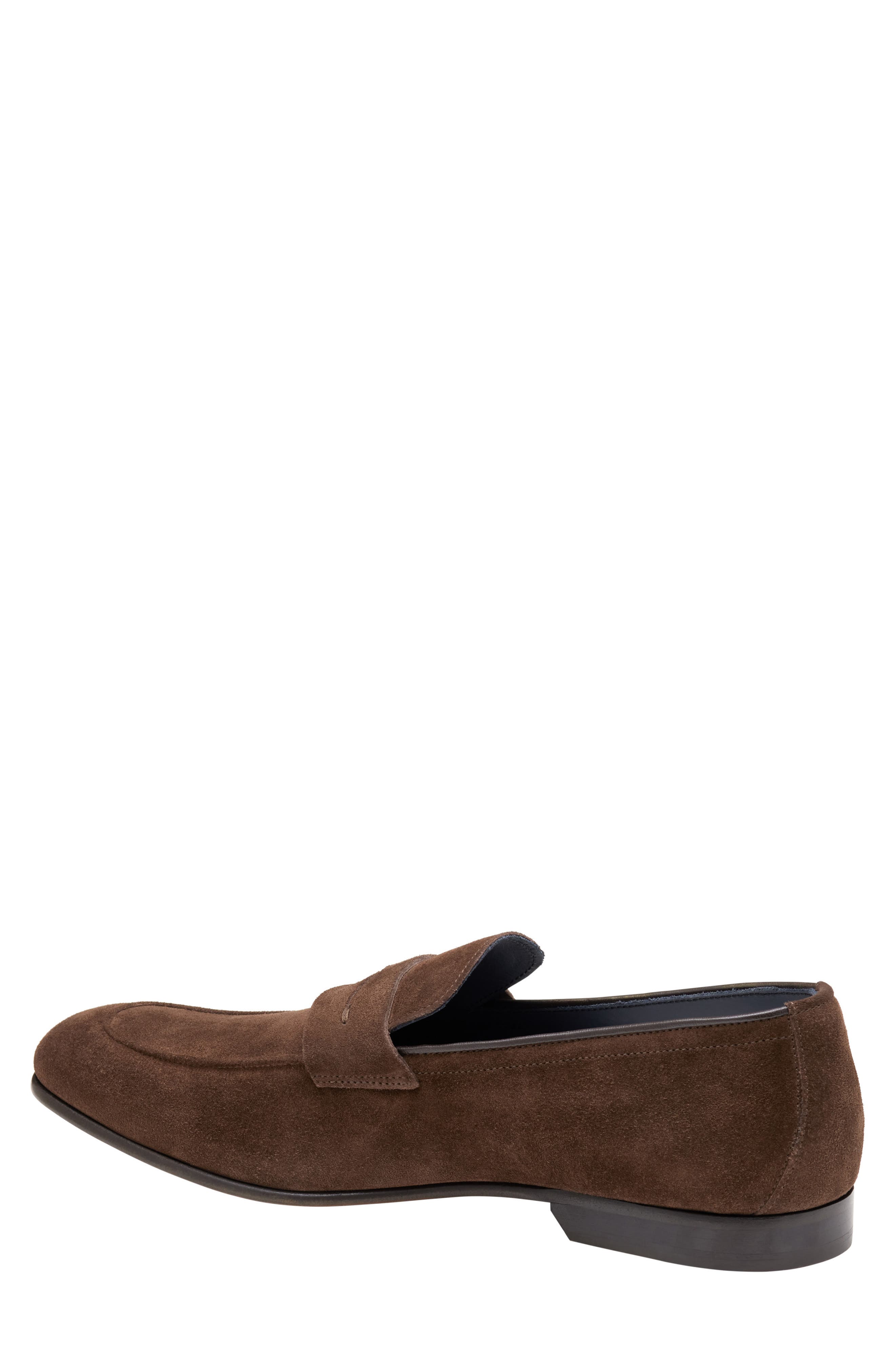 Taylor Penny Loafer, Alternate, color, DARK BROWN ITALIAN SUEDE