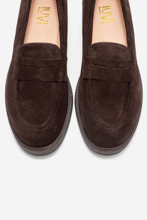 Forever & Always Shoes Bree Platform Penny Leather Loafer In Brown