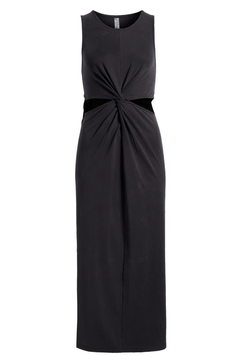 Beyond Yoga Around the World Front Twist Midi Dress, Alternate, color, Black