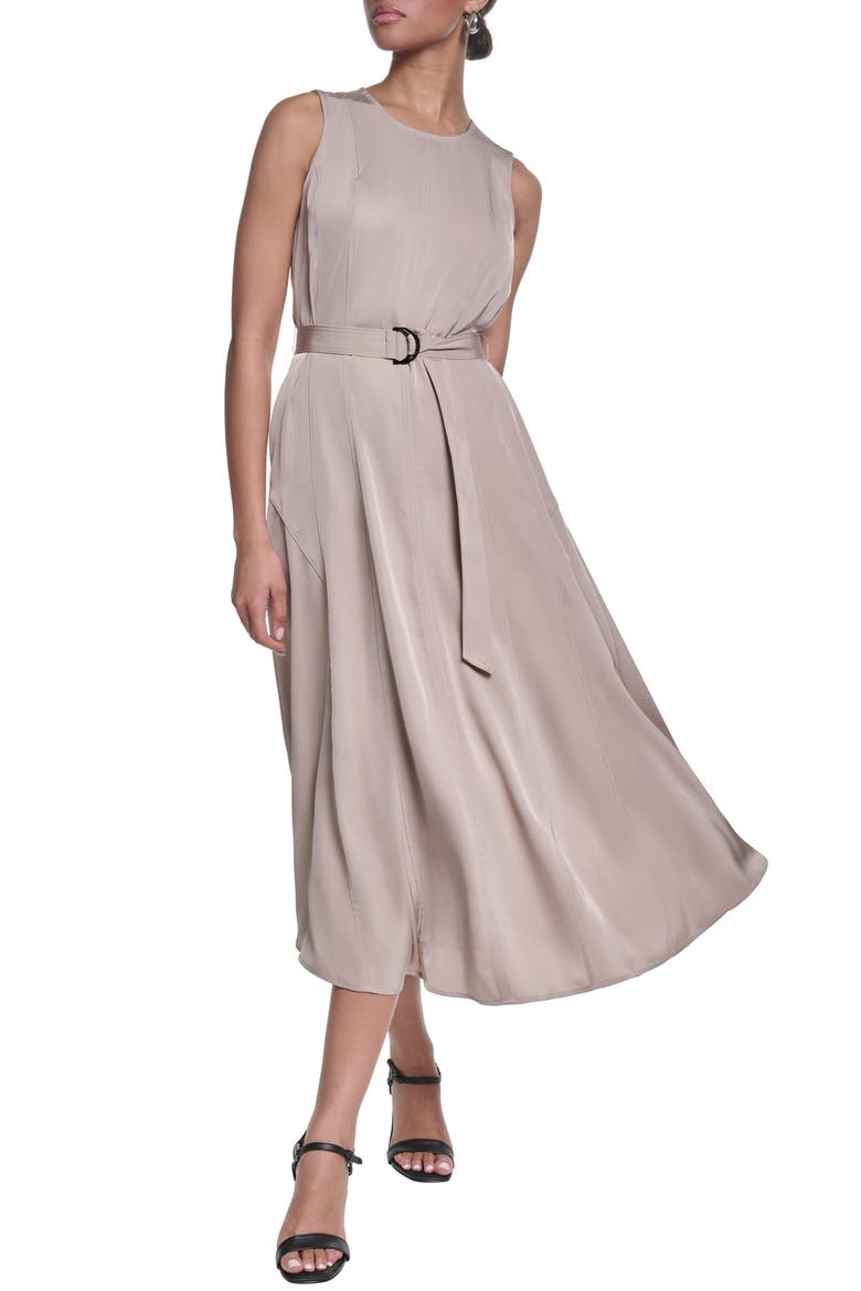 Belted Sleeveless Midi Dress, Main, color, SAND
