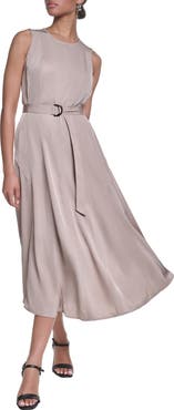 KARL LAGERFELD Belted Sleeveless Midi Dress