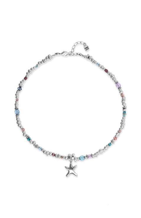 Multicolor Faceted Bead Necklace with Star Charm