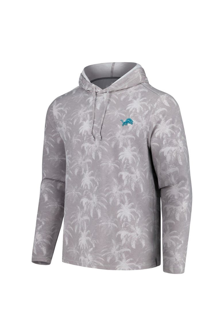 Men's Tommy Bahama Gray Detroit Lions Palm Frenzy Hoodie Long Sleeve T-Shirt, Alternate, color, Gray
