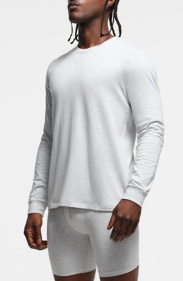 SKIMS Long Sleeve Cotton T-Shirt, Alternate, color, Light Heather Grey