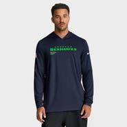Nike Men's Nike College Navy Seattle Seahawks Sideline Pure Fury Performance Long Sleeve Hoodie T-Shirt