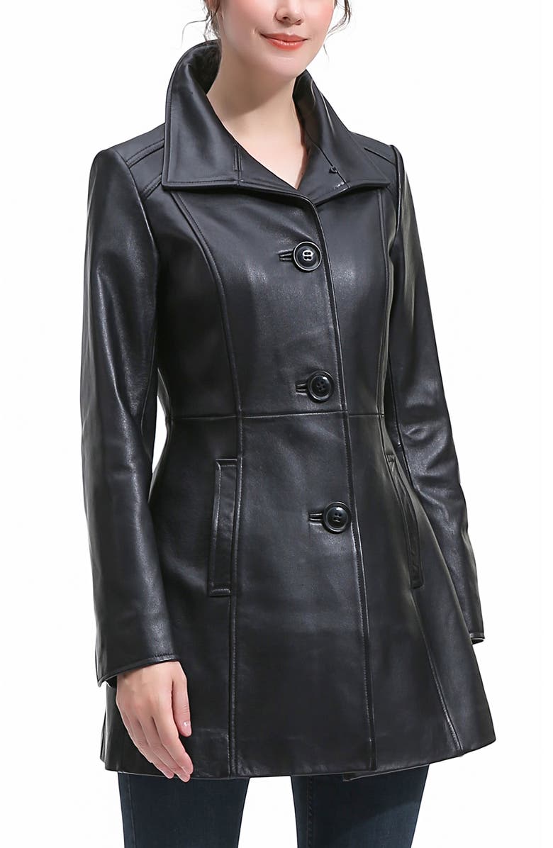 Kimi & Kai Ava Leather Coat, Main, color, Black