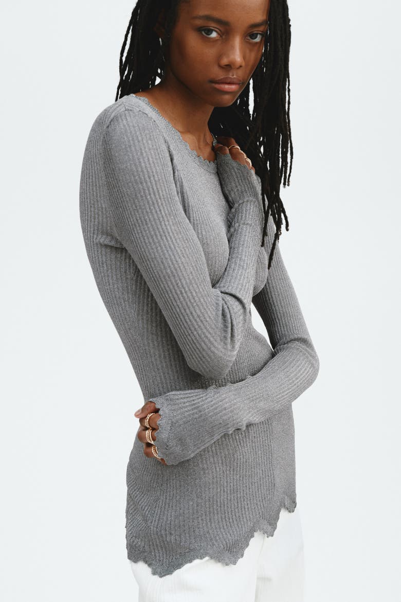 Glittery Viscose Top, Alternate, color, Gray