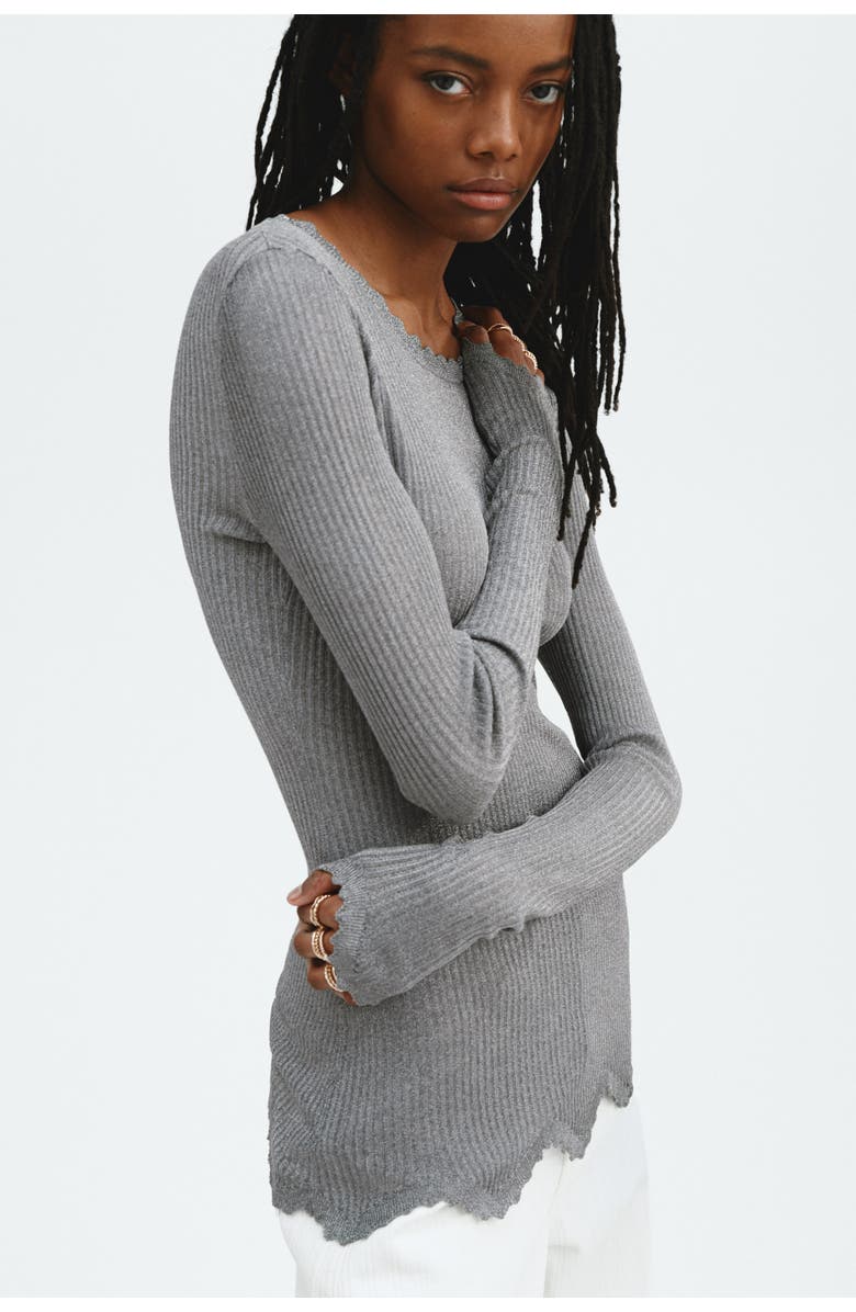 H&M Glittery Viscose Top, Alternate, color, Gray